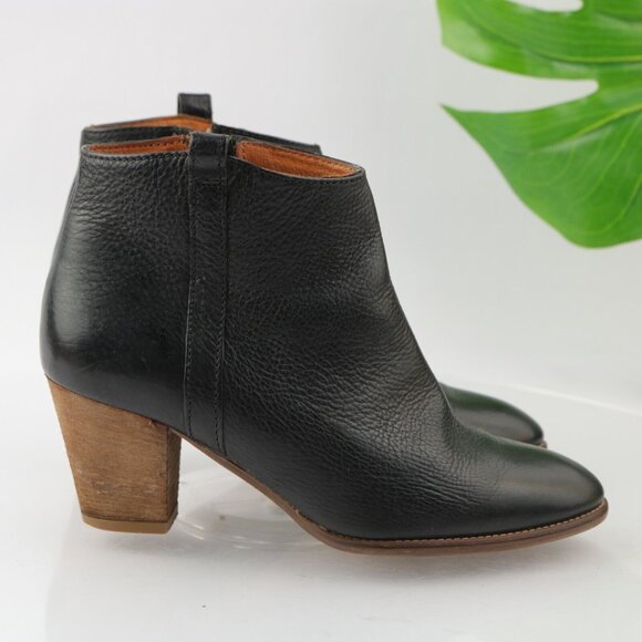 Madewell Womens Billie Boot Size 7.5 Black Leather Block Heel Western Bootie - Picture 4 of 13